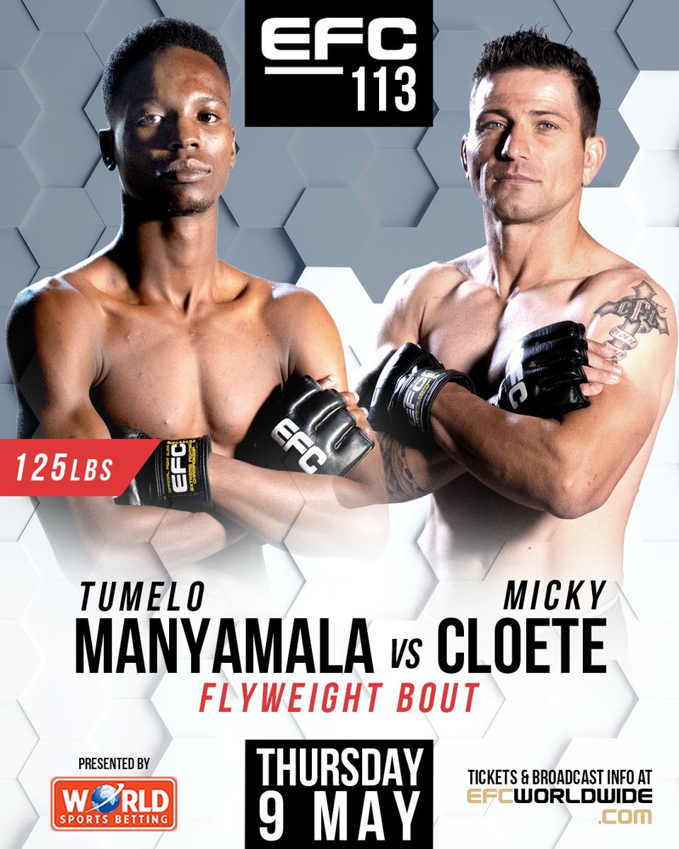 ‘BONES OF STEEL’ will be back at #EFC113 to take on Micky Cloete who’s on a 4 fight win streak! We could be looking at the next flyweight title challenger 👀