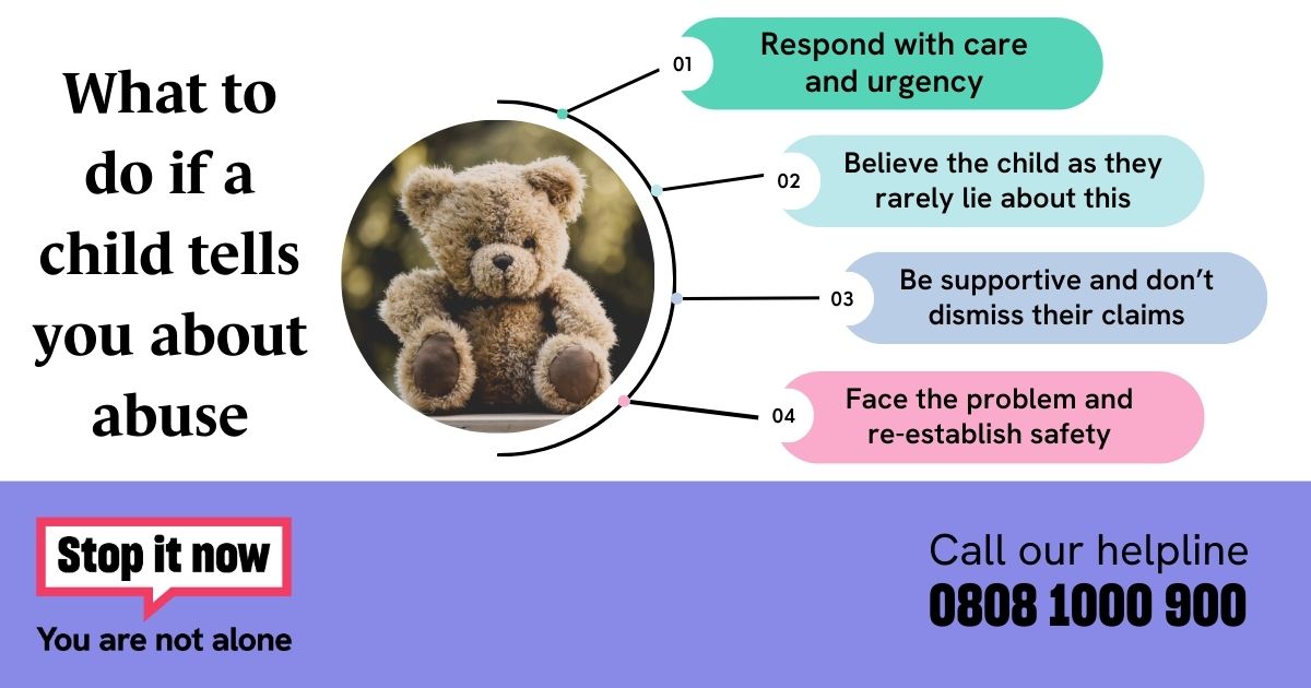 Did you know that many children who are sexually abused don't tell anyone about it and many keep it a secret all their lives? If a child tells you about abuse, we can help. Follow our top tips to get them the support they need. For more info, visit: parentsprotect.co.uk/if-a-child-tel…