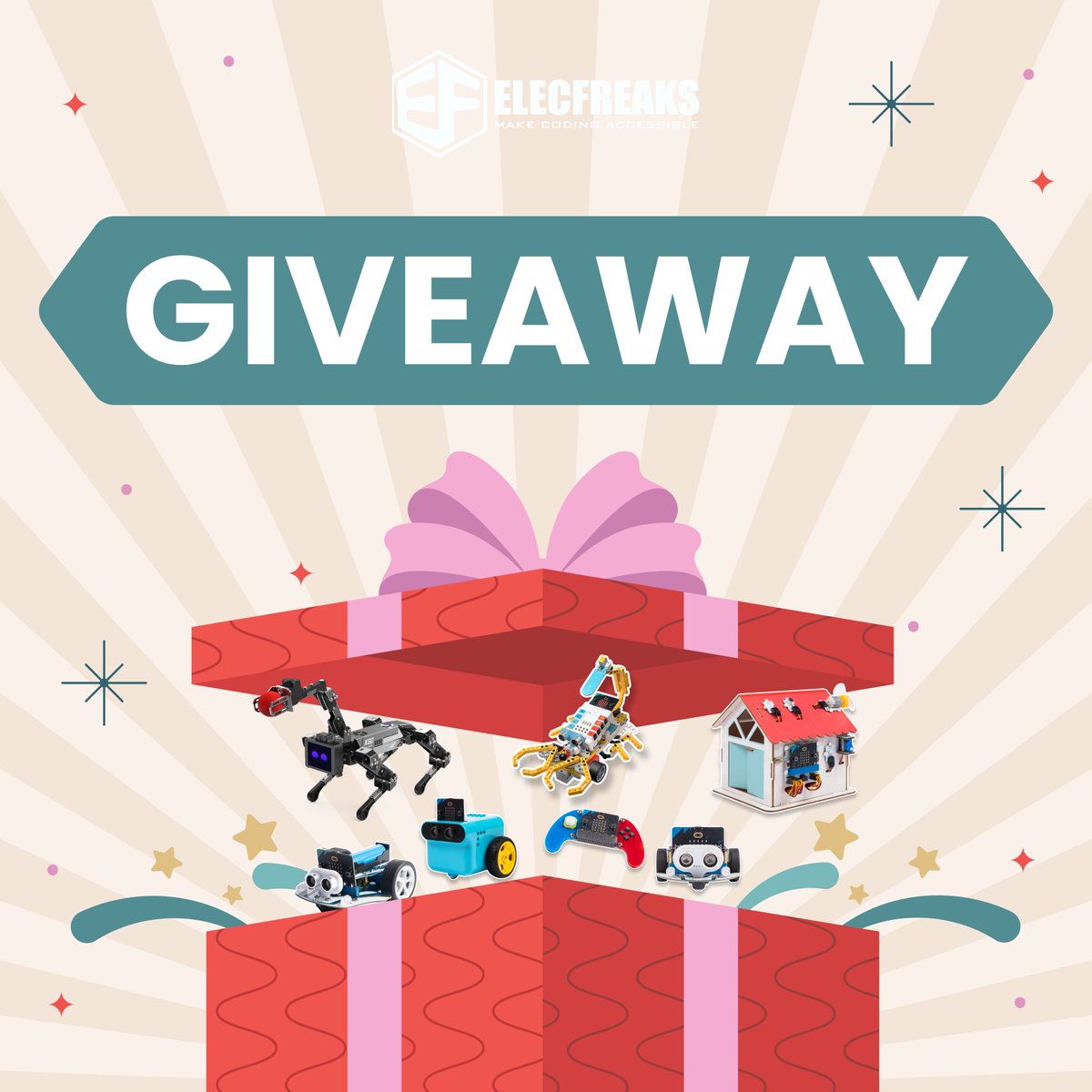 GIVEAWAY! This is an investigation post. Comment on your favorite ELECFREAKS products and you will have a chance to win a learning gift package worth $100 for your kids. To enter: ❤️ Like this post and repost ☀️ Follow @elecfreaks 🌼 Comment below One lucky winner will win it