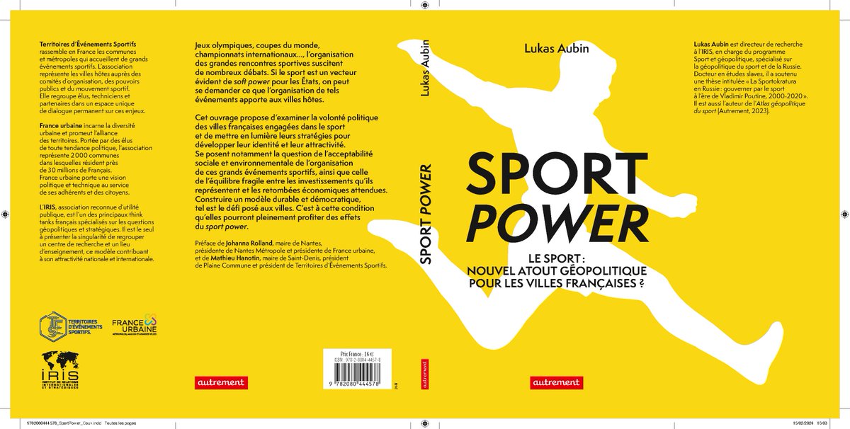 France_urbaine's tweet photo. [J-100 avant les #JOP2024] À vos marques, prêts, lisez ! 
📖Retrouvez en kiosque le livre "Sport power - Le sport : nouvel atout géopolitique pour les villes françaises ?" de @LukasAubin.
Avec @France_urbaine, @Territoires_E_S et @InstitutIRIS.
🔗https://t.co/FPOOa5ghHx https://t.co/p29ShGAY4T