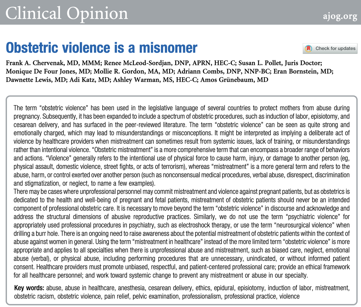 AJOG_thegray's tweet photo. Obstetric violence is a misnomer https://t.co/prinyZG2gt https://t.co/rlDwYAeUi6