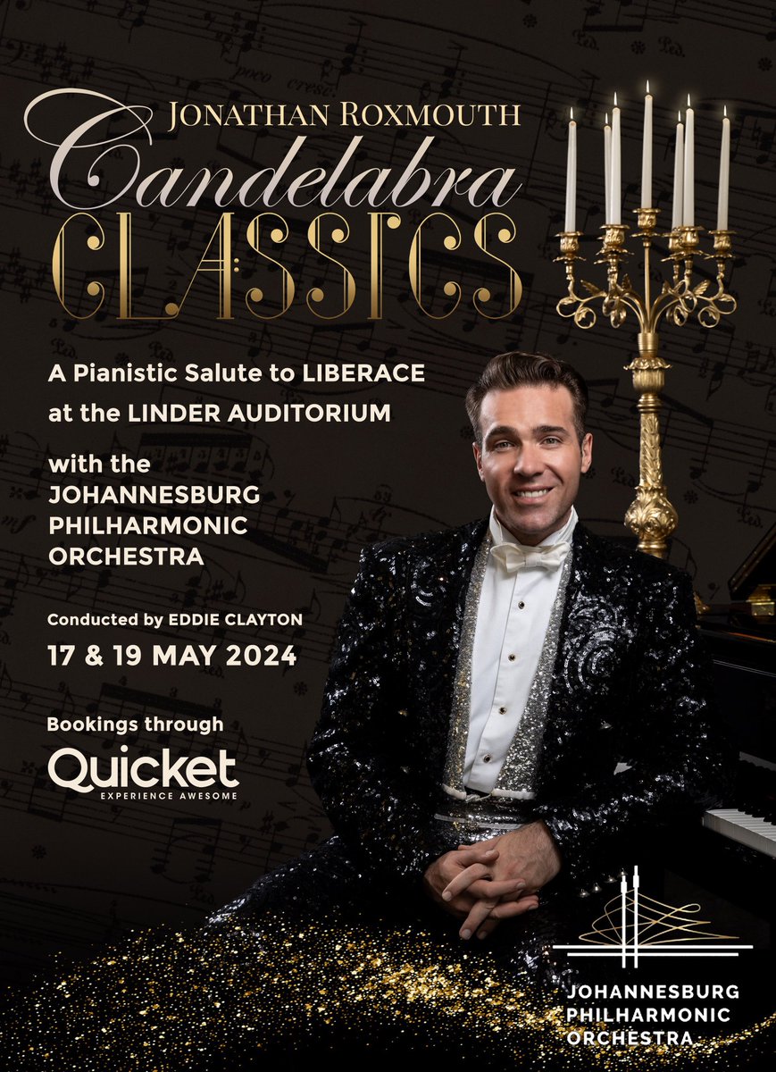 The Johannesburg Philharmonic Orchestra is delighted to present CANDELABRA CLASSICS – A Pianistic Salute to Liberace - featuring Jonathan Roxmouth and conducted by Eddie Clayton. tarynvictor.com/jonathan-roxmo… #CandelabraClassics #TheColabnetwork #DiaryofaWhimsicalGirl