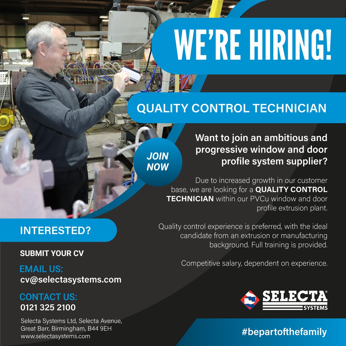 WE'RE HIRING! Due to continued growth and expansion, we are looking for the ideal candidates for the following positions: ☑️Technical Engineers ☑️Quality Control Technician Interested? Send in your CV to cv@selectasystems.com #jobopportunities #jobalert #jobsearch