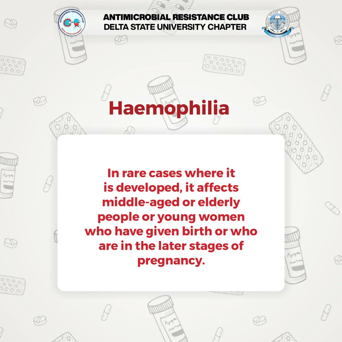 AmrDelsu65409's tweet photo. Bridging the gap between blood disorders and antibiotic resilience. Join the fight against haemophilia and AMR!!!
#HemoVsAMR
#UnifiedHealth 
#GlobalHealthImpact https://t.co/fHFN1qzg2m