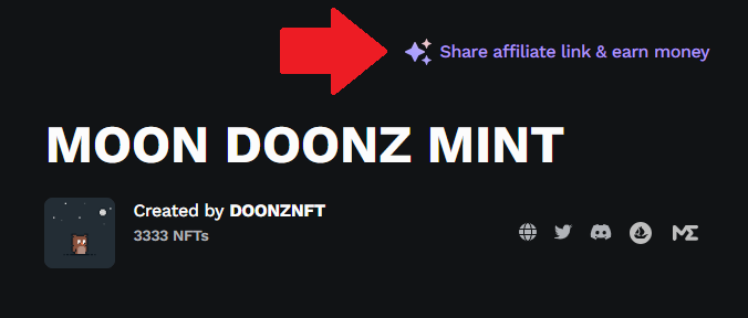 𝗖𝗥𝗘𝗔𝗧𝗘 𝗬𝗢𝗨𝗥 𝗥𝗘𝗙𝗘𝗥𝗔𝗟 𝗟𝗜𝗡𝗞 & 𝗘𝗔𝗥𝗡 🫂🪙

As #MoonDoonz public mint will give you a share of 10% for each refered mint (~0.50 $MATIC/mint), you should create your own link and tell your friends!

launchpad.heymint.xyz/mint/moondoonz

#Doonz #NFTCommunity #NFT #NFTs