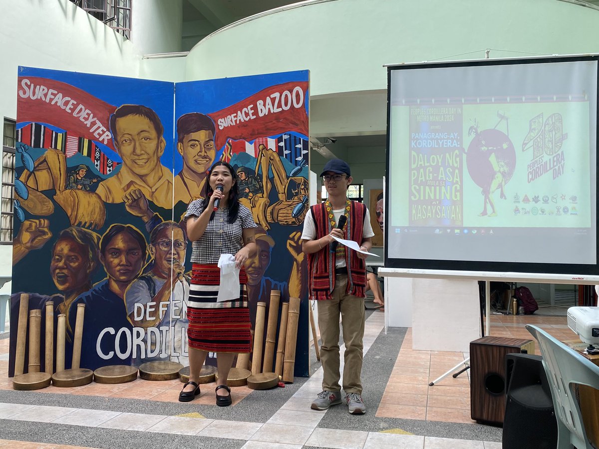 Energizing to see students & youth joining the #CordilleraDay in Metro Manila ⛰️ exhibit & bazaar opening 🎨🖼️ Happening now in @CAL_UPDiliman Atrium co-presented by IPMSDL #CD40PH #DefendCordilleraPH