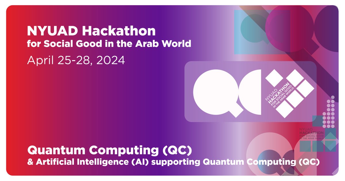 NYUAbuDhabi's tweet photo. The 12th annual NYUAD International Hackathon for Social Good is back! From April 25 to April 28, 2024, students converge at #NYUAbuDhabi to harness the powers of Quantum Computing and AI. Thank you to our sponsors and partners for making this event possible!
#NYUADHackathon https://t.co/dfV2EIXWcg