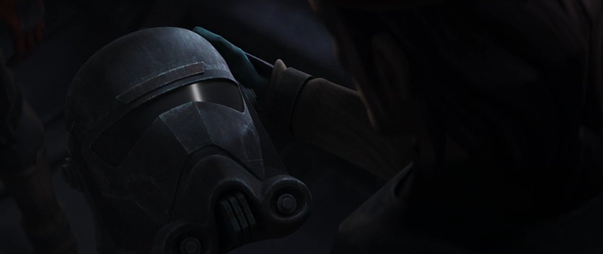 #thebadbatch spoilers

this shot of hunter staring down at his stripped helmet is so beautiful and heartbreaking to me like its so important and personal to clones for their armour to be customized and representative of them as individuals rather than a collective