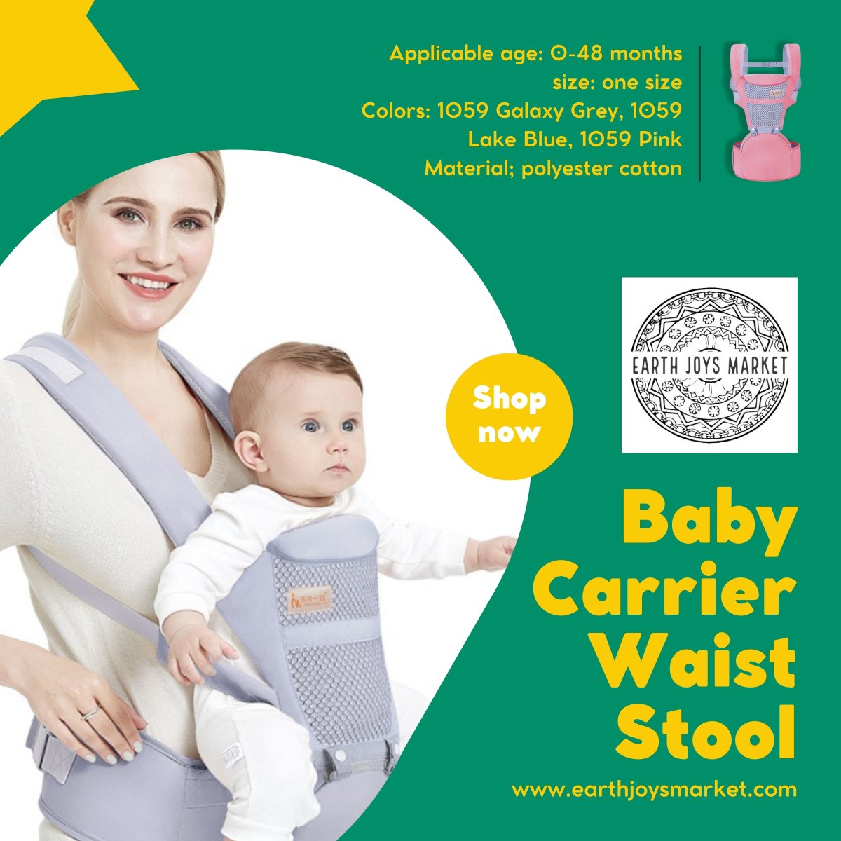 'Earth Joys Market: Simplify Parenting with Our Baby Carrier Waist Stool!'
🔸 Shop Now: ➡ earthjoysmarket.com/product/baby-c…

#EarthJoysMarket #BabyCarrier #shoponline   #onlineshopping #babyproducts #Amazon #amazon #daraz #woocommerce #alibaba