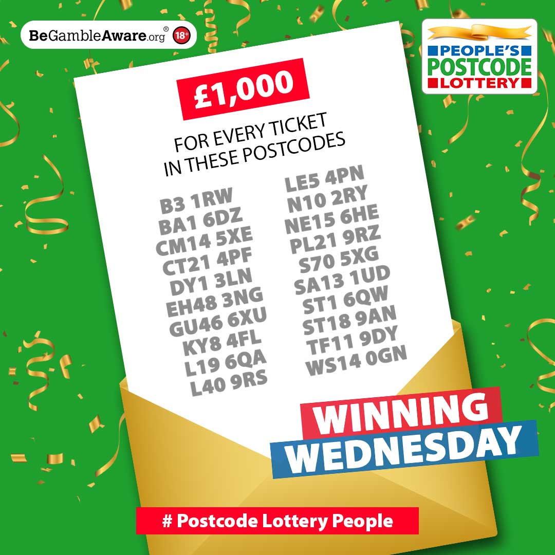 Ever wondered what a Winning Wednesday feels like? You won't have to use your imagination if you play with any of these TWENTY winning postcodes!

Well done to all of today's #DailyPrize winners 👏

postcodelottery.co.uk/lottery-result…