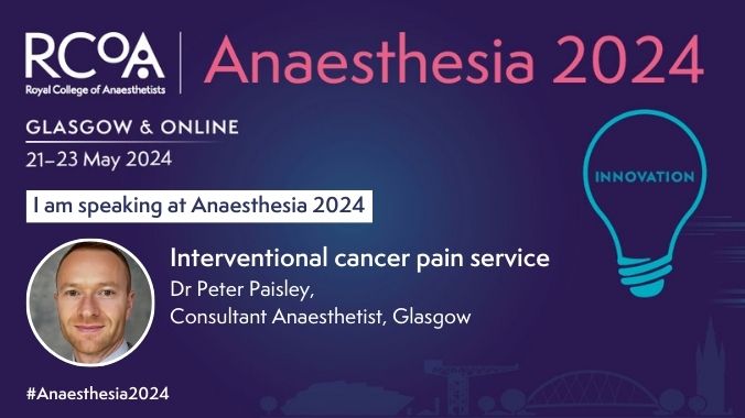 Delighted to be invited to speak on behalf of the @NHSGGC Interventional Cancer Pain Service at the Royal College of Anaesthetists' annual conference next month... @RCoANews #Anaesthesia2024