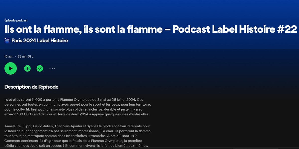 Ce podcast, me replonge dans des émot° vécues il y a qq semaines et avec de magnifiques rencontres de passionnés de territoires différents  lors du Forum #TerreDeJeux2024 avec notre fidèle @rolandrichard.  Merci @Conrad_LP @Paris2024  🙏
open.spotify.com/episode/4xjyRs…