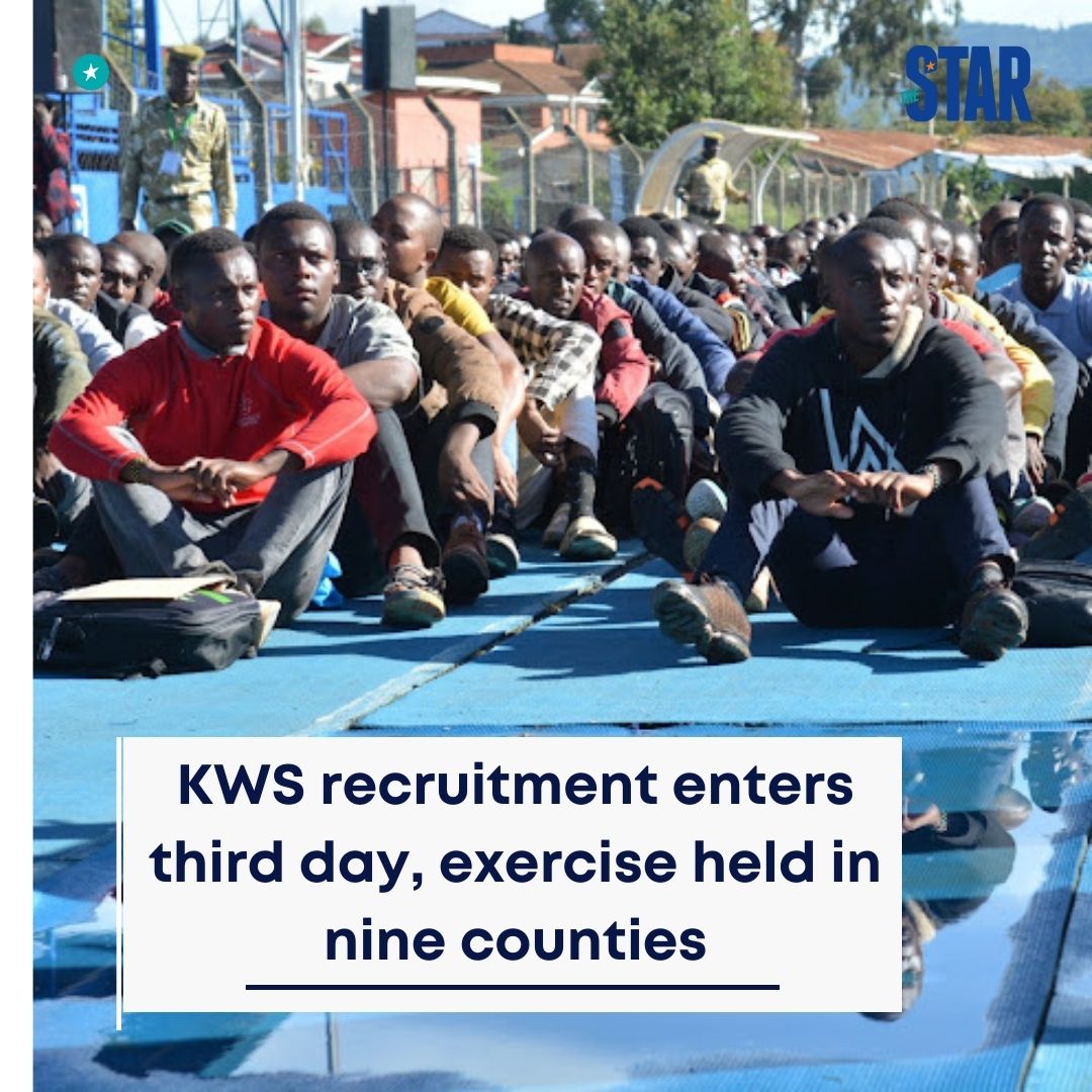TheStarHealth's tweet photo. The recruitment of youth to join the Kenya Wildlife Service (KWS) as rangers enters its third day today with the exercise being conducted in nine counties.

Read more on https://t.co/2QD8rHAmrC
#starkenyanews https://t.co/4Q8BPKGFuo