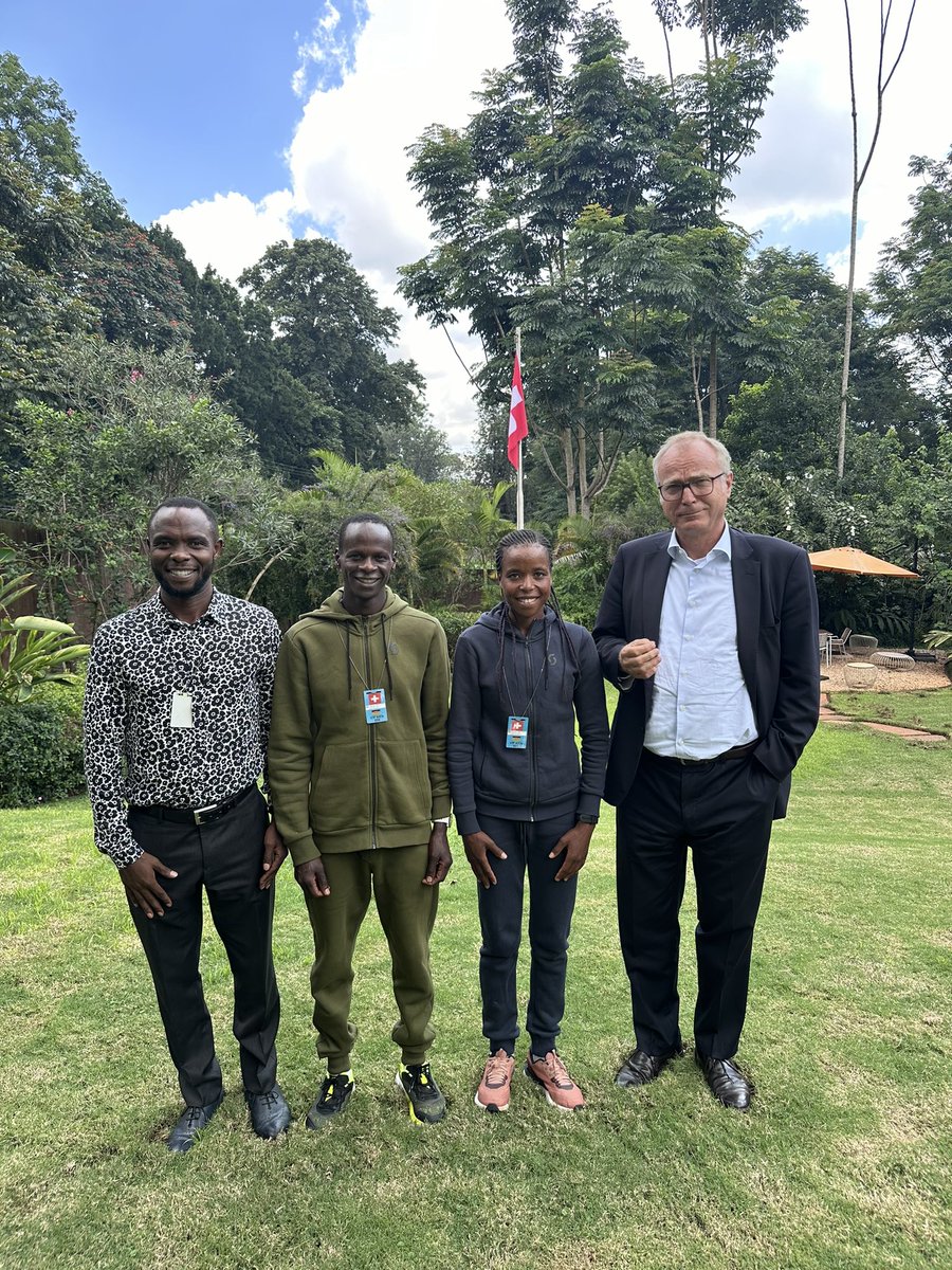 Bidding farewell to 🇰🇪 athletes Emmy Jepkemoi, Nicholas Kipchirchir and Peter Aburi, members of the Braveheart runners, on their way to🇨🇭to compete in two half-marathons.🇨🇭@scottrunning is their official partner! Wishing them all the best, we are rooting for you 💪🏼🥇