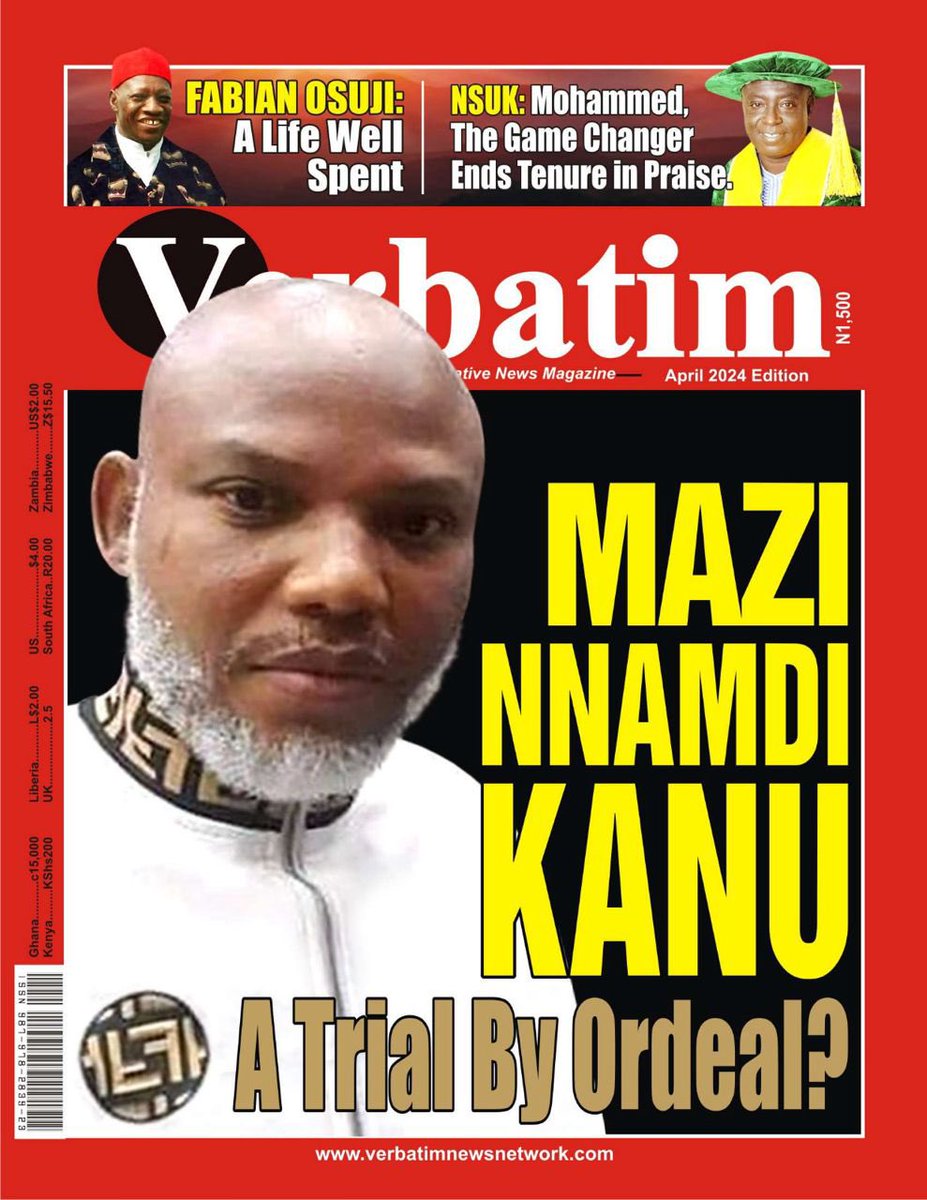Mazi Nnamudi Kanu MNK goes to court today April 17th
They Can Only Delay His Freedom But They Can’t Deny It.
Victory Assured 🙏

#FreeMNK
#FairHearing