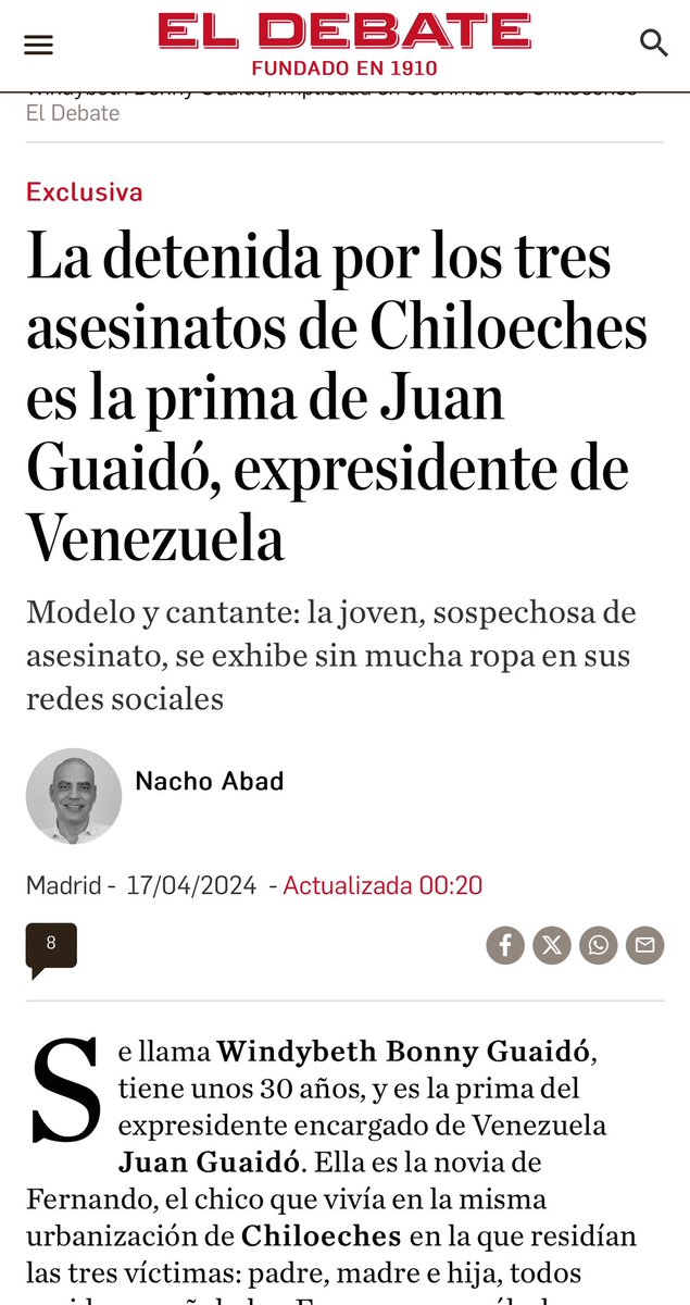 La prima de Guaidó formó una banda que se quería robar unos relojes de lujo en una casa. Todo salió mal y decidieron matar a los habitantes a machetazos. Atracadora y asesina. Una hermosa familia. (La hubiesen nombrado ministra de la defensa y capaz entra a Miraflores a…