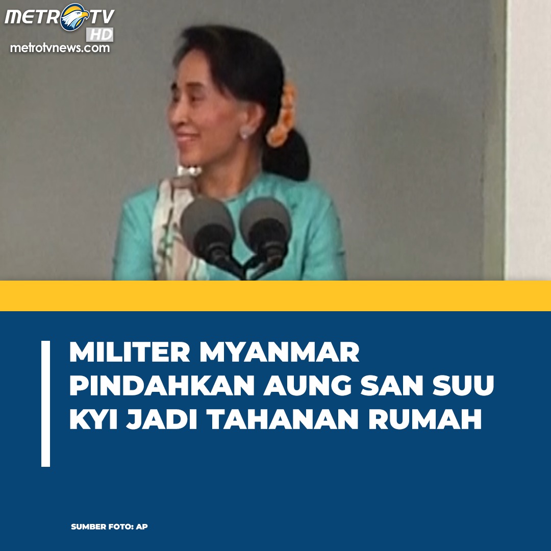 Metro_TV's tweet photo. Mantan pemimpin Myanmar dan peraih Nobel Perdamaian Aung San Suu Kyi yang ditahan, telah dipindahkan dari penjara ke tahanan rumah. Hal ini diungkapkan juru bicara pemerintah militer Myanmar kepada media.
#AungSanSuuKyi #Myanmar #JuntaMyanmar https://t.co/975ExTP6Bb