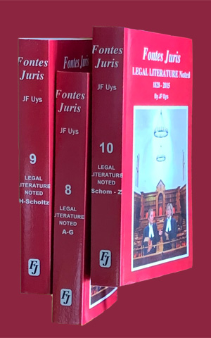 [New Publication] “Fontes Juris”, by Dr JF Uys, is a multi-volume set of books on “the sources of the law noted in the South African Judgments since 1828”. “Fontes Juris” has been donated to @UPLawFaculty, @UPTuks by Dr JF Uys. Available online: pulp.up.ac.za/catalogue/lega…