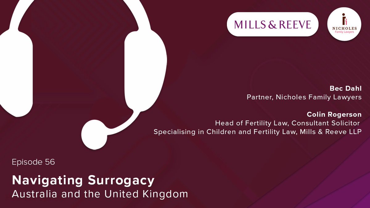 Surrogacy and family law in Australia and the United Kingdom is the focus of the latest @nicholes_law podcast. Thank-you @MillsandReeve’s @C_J_Rogerson for your invaluable UK insights. Listen at nicholeslaw.com.au/podcasts/navig… #surrogacy #auslaw #familylaw #UKlaw #familylawUK