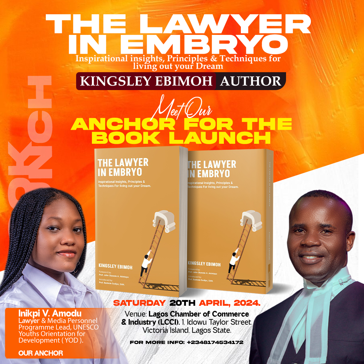 Meet our Anchor
INIKPI V. AMODU
LAWYER & MEDIA PERSONNEL
Programme Lead, UNESCO YOD.
.#MustRead #BookLaunch #authorlife