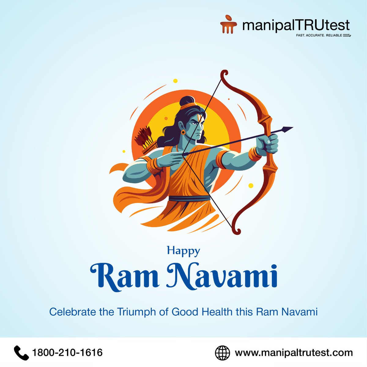 Today we celebrate #RamNavami, a time of renewal and fresh beginnings, & what better way to honor the spirit of the occasion than by investing in ur well-being.
May #LordRam bring u abundance of prosperity & #GoodHealth.

#sriramnavami #ram #ManipalTrutest #RamNavami2024