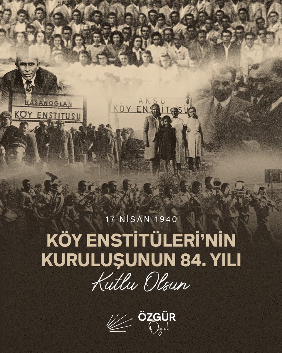 Anadolu aydınlanmasının en ilerici adımlarından biri olan #KöyEnstitüleri'nin kuruluşunun 84'üncü yılı nedeniyle, Köy Enstitülerinin mimarlarını, cumhuriyetimizin kurucu ve yönetici kadrolarını bir kez daha minnetle anıyorum.