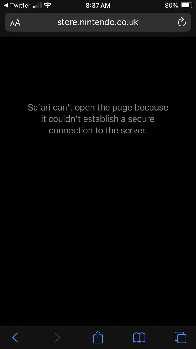 ThisBenners's tweet photo. @NintendoStoreUK Safari doesn’t like the Nintendo Store https://t.co/4O3QDfmkNJ