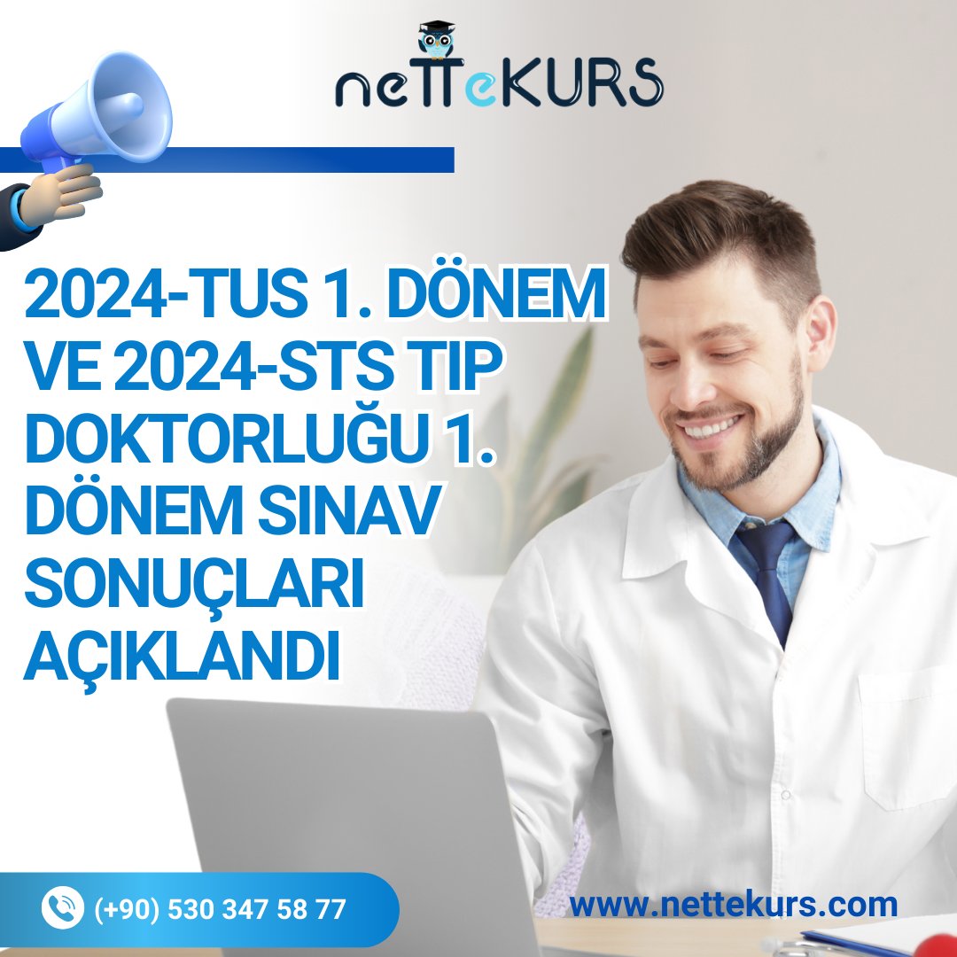 📣2024-TUS 1. Dönem ve 2024-STS Tıp Doktorluğu 1. Dönem Sınav Sonuçları Açıklandı!
#nettekurs #onlinetuskursu #tussınavı #2024tus #ösymtus #onlinetus #tıptauzmanlıksınavı