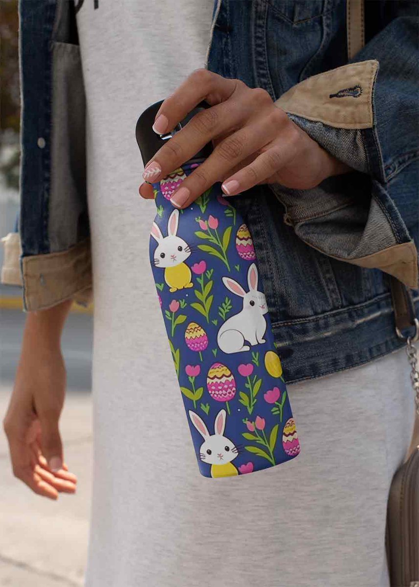 #Easter #patterndesign with #colorful #bunnies, #flowers and #eggs #easterpattern #easterpatterns #easterdesign #easterdeigns #easterbunny #easterbunnies #colorfuleggs #colorfulflowers #bunniesandeggs #eastercelebration #waterbottle #waterbottles #waterbottlesforwomen #bottles