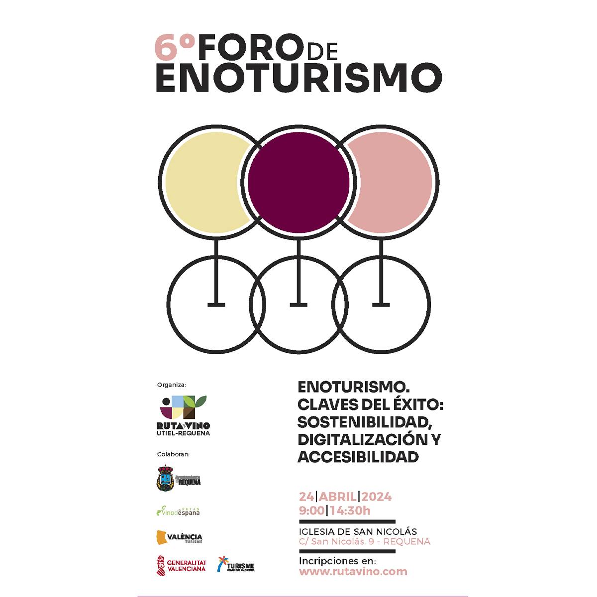 👥 Sexto Foro de Enoturismo de la @RVUtielRequena ❕'Sostenibilidad, digitalización y accesibilidad, claves del éxito en el enoturismo'

🗓️24/4 📍#Requena
 
ℹ️ Info e inscripciones 👉 rutavino.com/es/foro-de-eno…