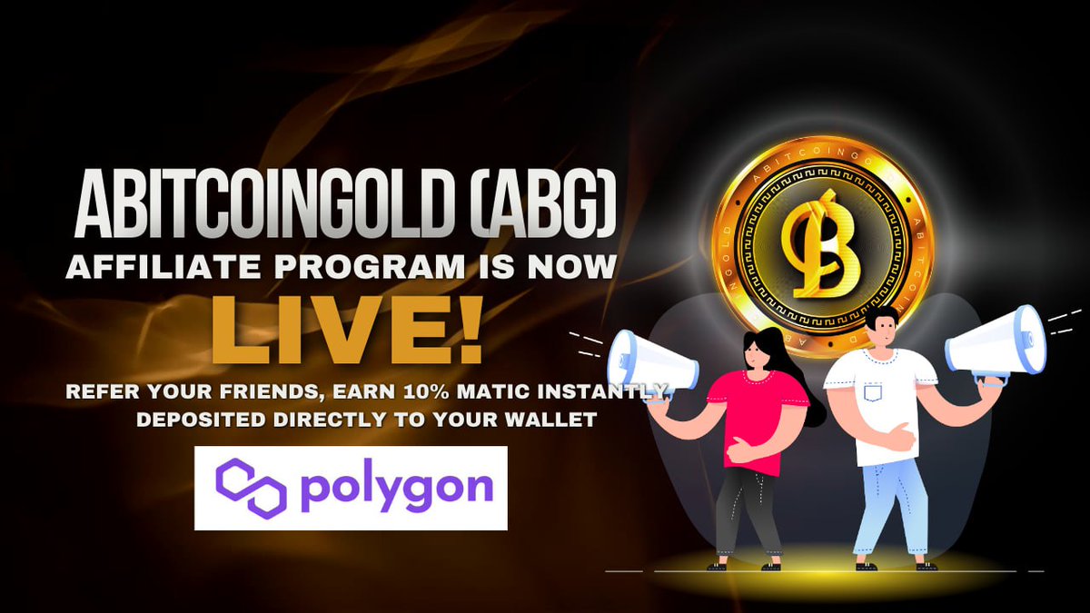 Attention all crypto enthusiasts! The affiliate program for the $ABG presale is now LIVE! 

🔥 Refer your friends, family, and fellow investors to the $ABG presale and receive 10% Matic instantly deposited directly to your wallet!

#affiliateprogram #abg #abitcoingold #abgatm