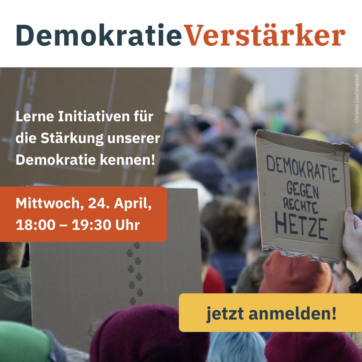 Wie kann ich unsere Demokratie aktiv mitgestalten? Im #Demokratieverstaerker von Mehr Demokratie stellen Demokratie-Expert:innen aus Partner-Orgas Möglichkeiten der Beteiligung und Gestaltung vor. Meld dich jetzt an! demokratieverstaerker.org