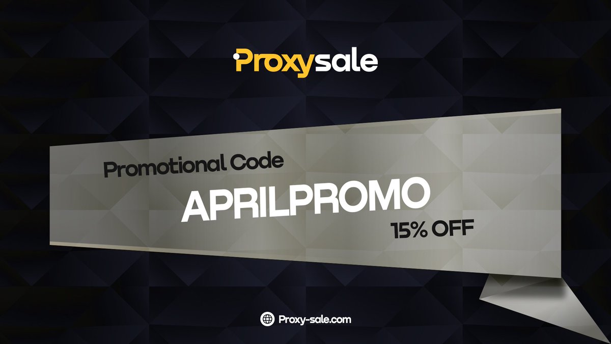 proxysalecom's tweet photo. New 15% discount! 🔥

Use actual promocode "APRILPROMO" and get 15% discount on IPv4, IPv6, ISP and Residential proxies. 🛍

This coupon is valid only for english version of the site, for other language versions use "APRILSAVE"

The offer is valid until 19/04/2024 inclusive. https://t.co/SeggyuhLxy