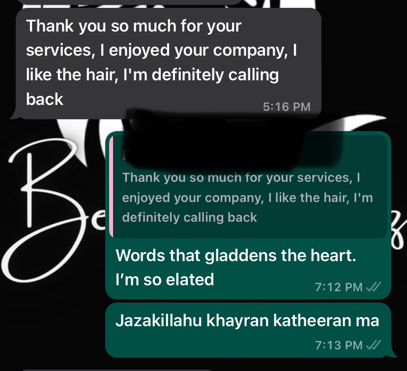 REVIEW O’CLOCK 🥰🥰

Do not let anything be a Barrier for you to Experience a Comfortable, Tension-Free Hair do, all at affordable rates.

Contact us,Experience Goodness and Share the Goodwork 😘