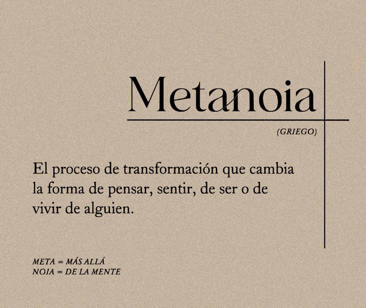 virginiog's tweet image. Son Tiempos de Metanoia

Griego μετάνοια, 
Meta Noia, Cambio de Mente

Peter Senge habla aprendizaje, de cambio de percepción

Personas que buscan una transformación profunda positiva, revisión de toda su actividad vital,de como se ven y aceptan la realidad