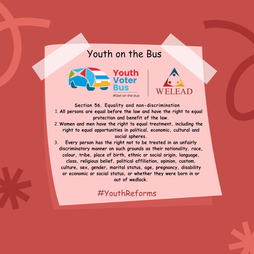 No to discrimination:
#YouthPower
#YouthReforms
#GetOnTheBus
#NgenaEbhasini
#PindaMuBhazi 
#WeLeadTrust 
#YouthOnTheBus 
@weleadteam @SwedeninZW @SoniaMarrion