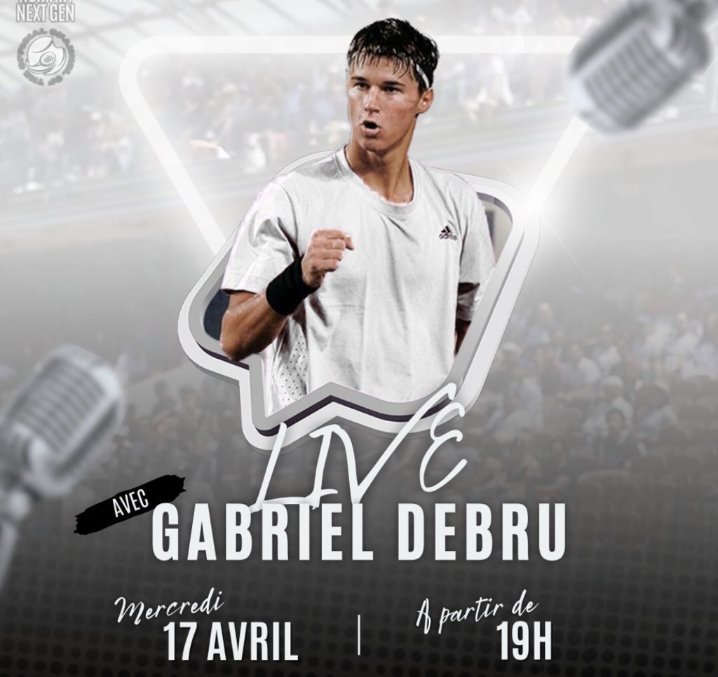 🚨 Rappel, Live à 19h avec Gabriel Debru 🇫🇷 sur ma chaîne Twitch 🚨 (twitch.tv/romainnextgen) On parlera de son passage chez les juniors, son début en challenger à 15 ans, sa nouvelle structure d’entraînement etc… N’hésitez pas à venir poser vos questions, on répondra à tout…