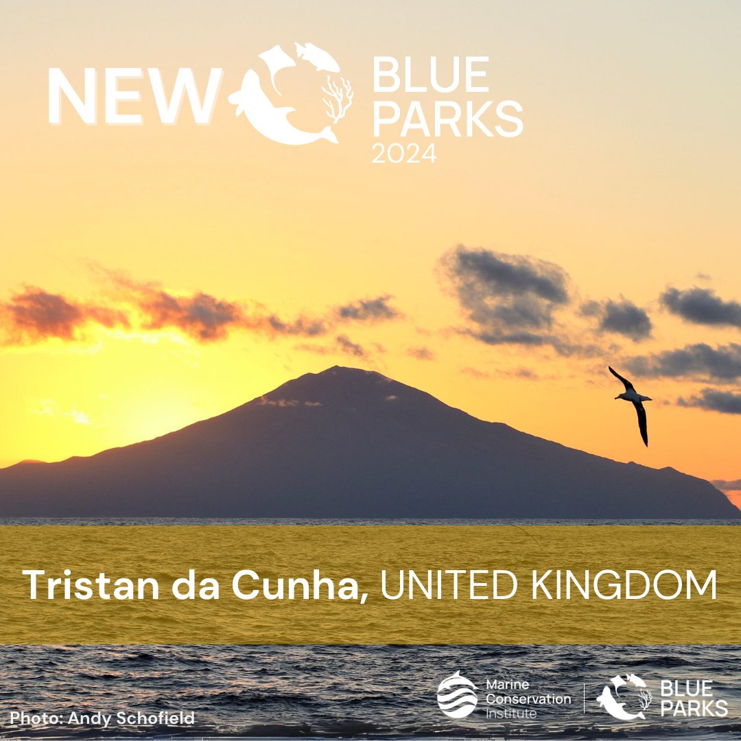 Congratulations to Tristan da Cunha, a 2024 #BluePark, who protects the entire island group’s EEZ – over 750,000 sq. km! It protects a diversity of nearshore and open ocean habitats, including several seamounts and important migratory routes. Congrats, @tdcpt! 

#BlueParks