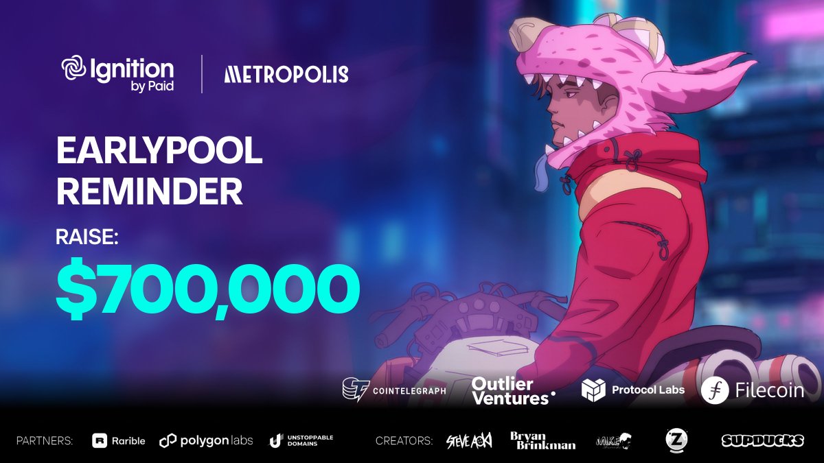 Attention, $PAID Community! ⏳ Time is running out! The @metropolisworld EarlyPool will close in just around 3 hours at 11 am UTC! 📣 We are aware of some lingering issues, but our team is working diligently to ensure a smooth experience for everyone. If you encounter any…