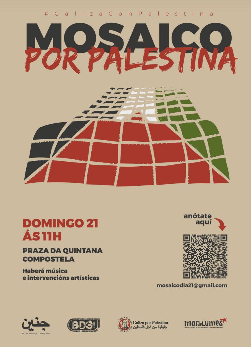 O domingo tes unha oportunidade para expresar o teu apoio o pobo de Palestina!