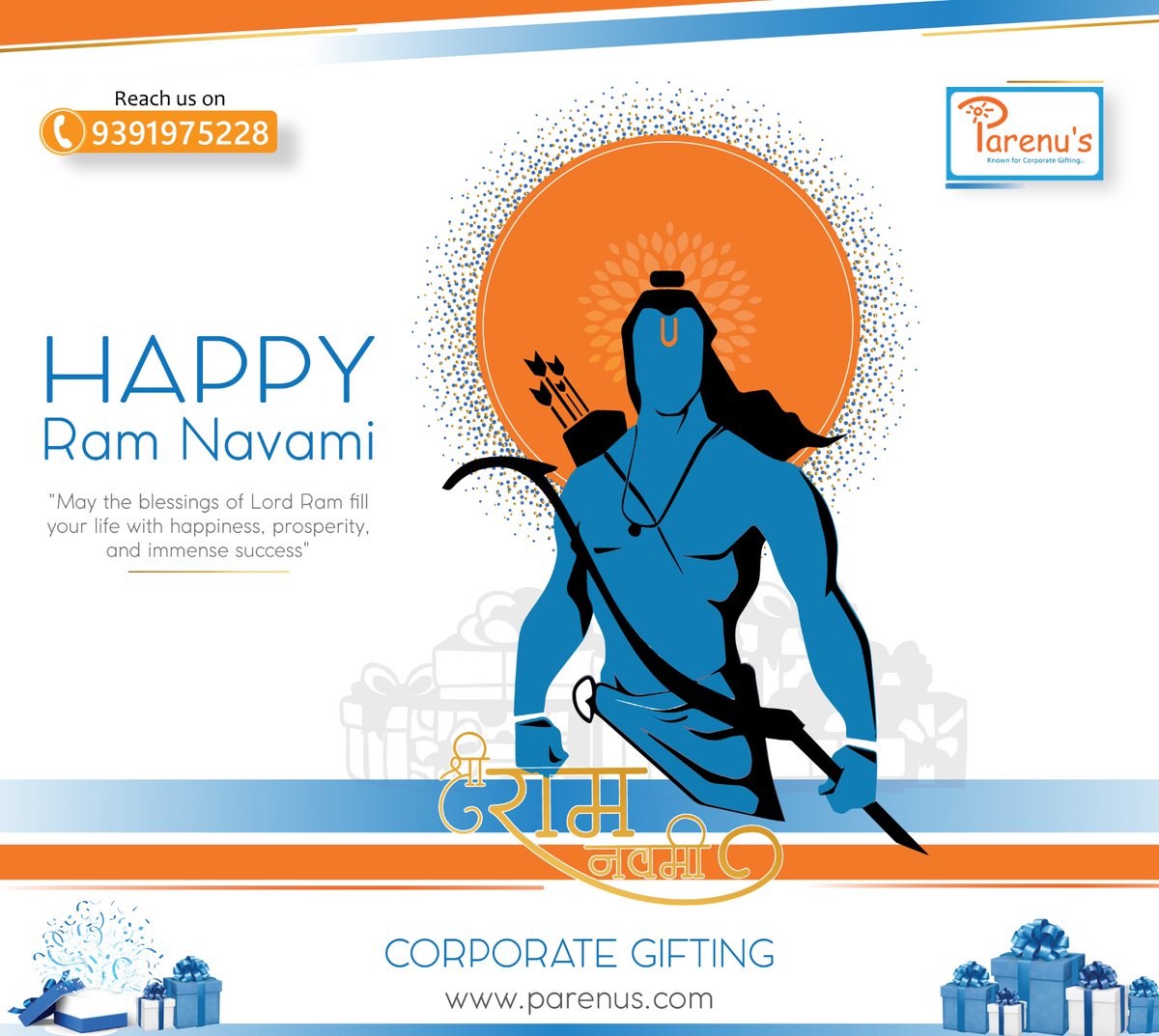 On this divine day, let's invoke the blessings of Lord Rama for prosperity, joy, and harmony in our lives. 

#parenus #happyramnavami #festival #corporategifting