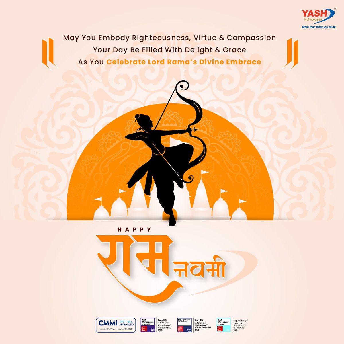 May Lord Rama’s life serve as a guiding light for humanity & inspire us to uphold righteousness, on this #RamNavami. #FestiveVibes #YASHians #LifeAtYASH