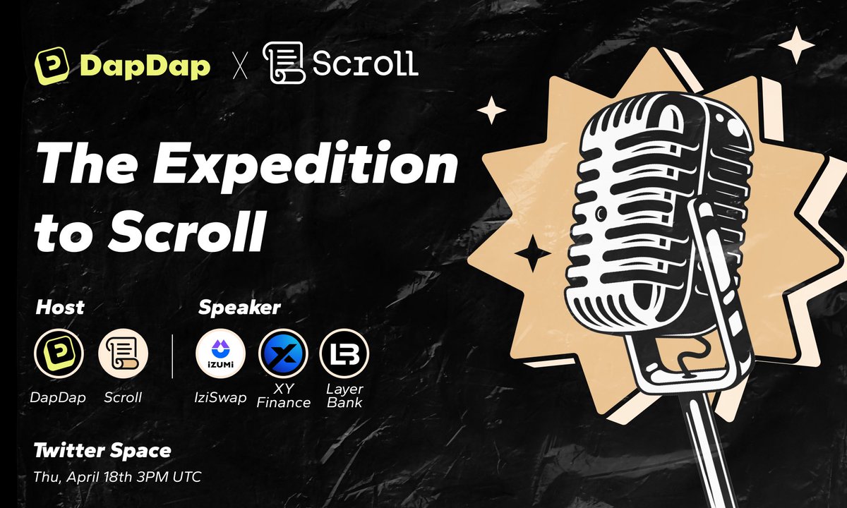 Get ready for the latest alphas from the @Scroll_ZKP Ecosystem 📜🤫 Join us on the space tomorrow where we will be discussing everything Scroll, L2s and Odyseey Vol. III 🗯️ Featuring frens from @BuildWithScroll @izumi_Finance @xyfinance and @LayerBankFi 🤝 3PM UTC, see ya 👋
