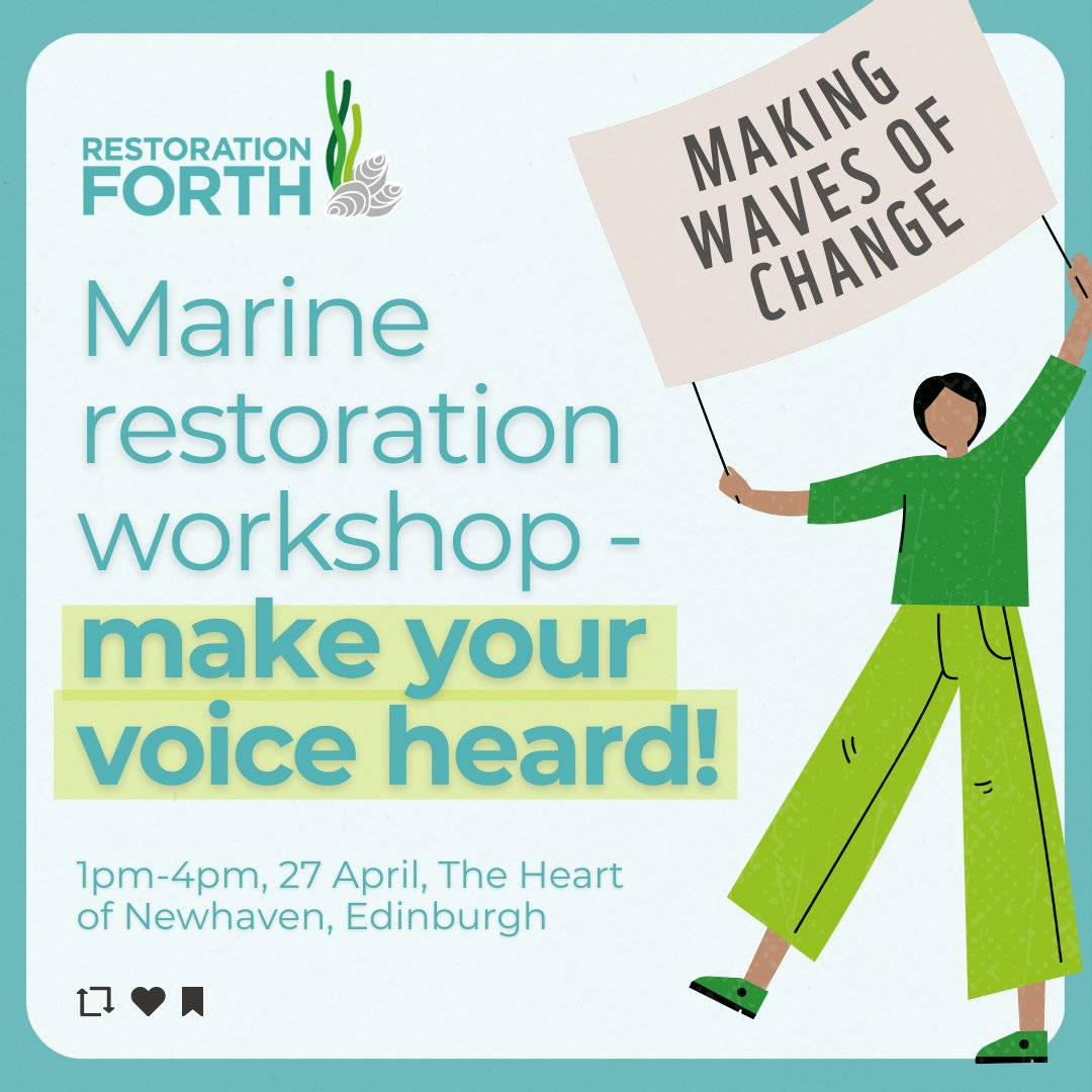 Calling change makers! Do you want to see the Firth of Forth restored? Join #RestorationForth's workshop & learn: 🦀 How you can advocate for marine restoration 📋 How a Bill works in @ScotParl 💬 Communication skills & engaging with MSPs Learn more: eventbrite.co.uk/e/marine-resto…