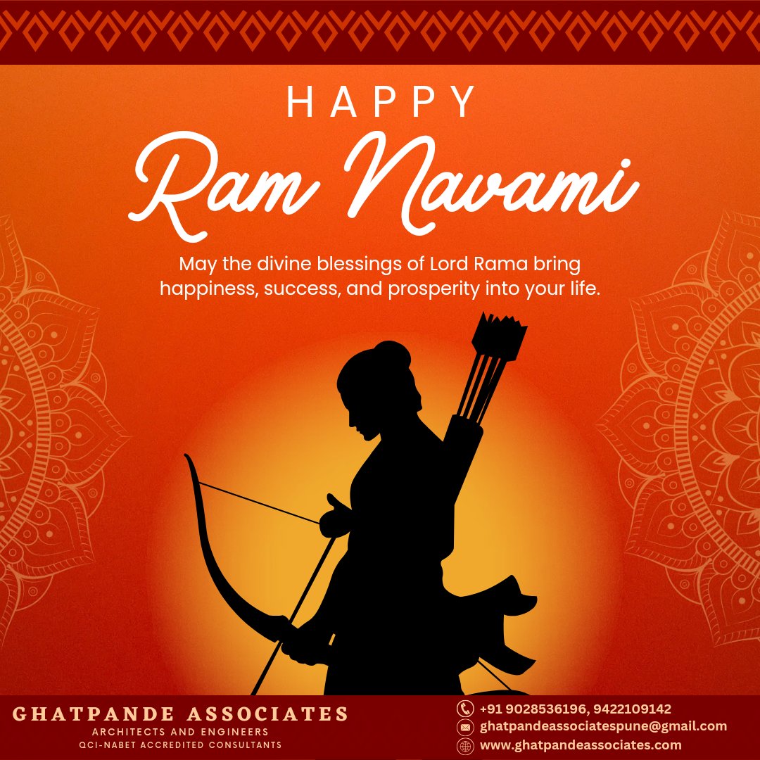May the divine blessings of Lord Rama bring happiness, success, and prosperity into your life. 
. 
#ghatpandeassociates #ramnavami2024 #shriram #civilengineeringservices #civilengineering #services #civil #construction