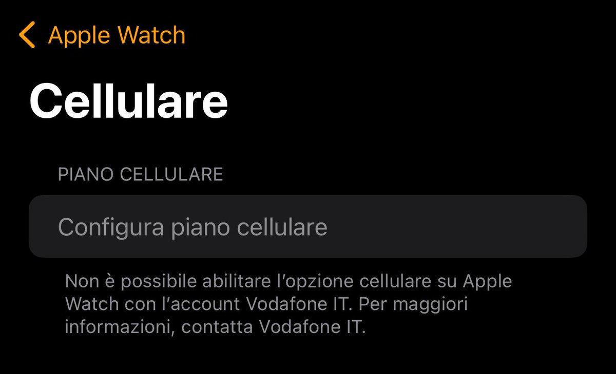 Ciao @VodafoneIT ho appena preso un Apple Watch Ultra 2 e attivato l’opzione “one number”, ma non riesco a configurare il piano cellulare sull’orologio: come mai? Devo fare qualcos’altro che mi sfugge? Grazie!