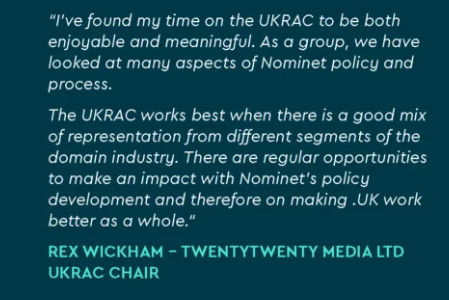 You have until 17:00 (BST) on Friday, 19th April to be nominated for our UKRAC elections. Help shape the future of .UK registry policy - just like Rex Wickham - our current UKRAC Chair. Learn more: hubs.la/Q02sFSbz0