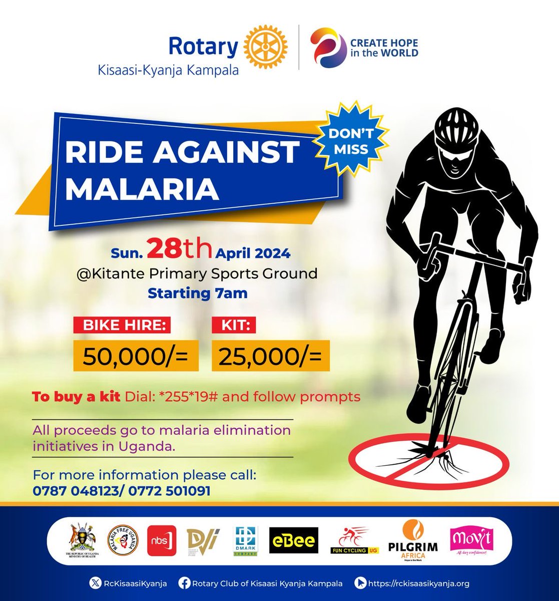 We are gearing up for this come 28-04-2024 in Kampala City and our brothers from Rwanda are coming down. Ride Against Malaria Route 28-04-2024. Pro Rider's route draft Start point (kitante-...(1)Mulago roundabout...(2) Yusuf lule Rd...(3) Garden City...(4) Jinja Rd...(5)