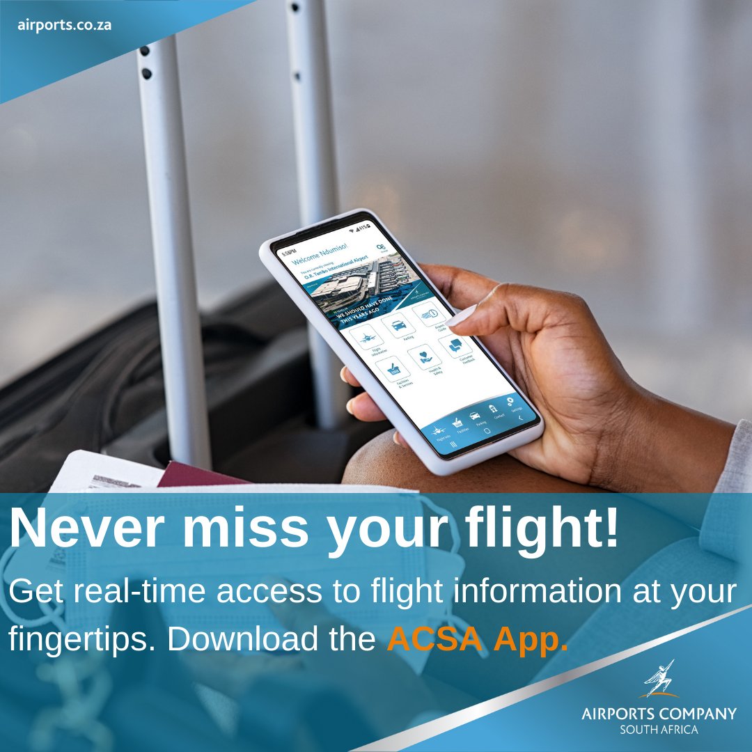 Get LIVE flight information at your fingertips with the ACSA Mobile App. Please click on this link: bit.ly/3rIi3lb to download the app. #ACSAllence