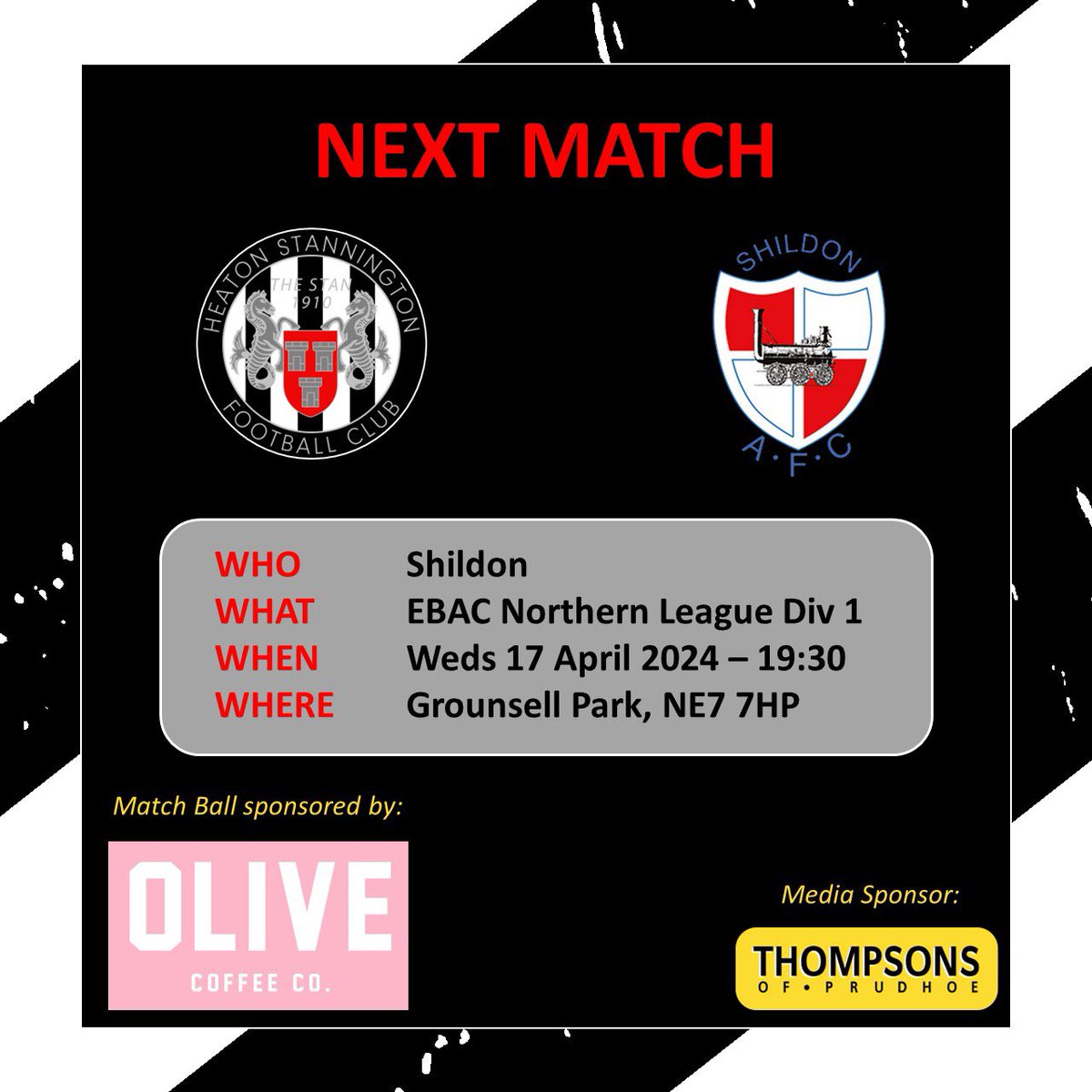 MATCH DAY Join us this evening as we take on league leaders, Shildon. It doesn’t get much tougher a test than this! Adults £7, Over 65s £4 and kids free. Gates open from 6pm, don’t leave it late to arrive! ⚫️⚪️